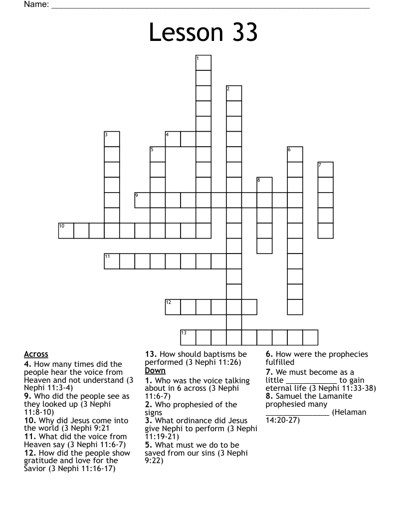 Lesson 33 Crossword WordMint