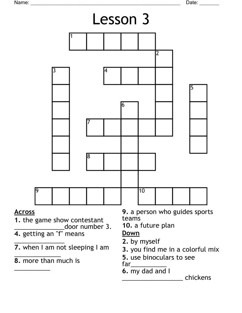 Lesson 3 Crossword WordMint
