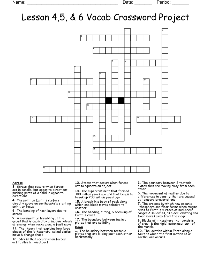 Lesson 4,5, & 6 Vocab Crossword Project WordMint