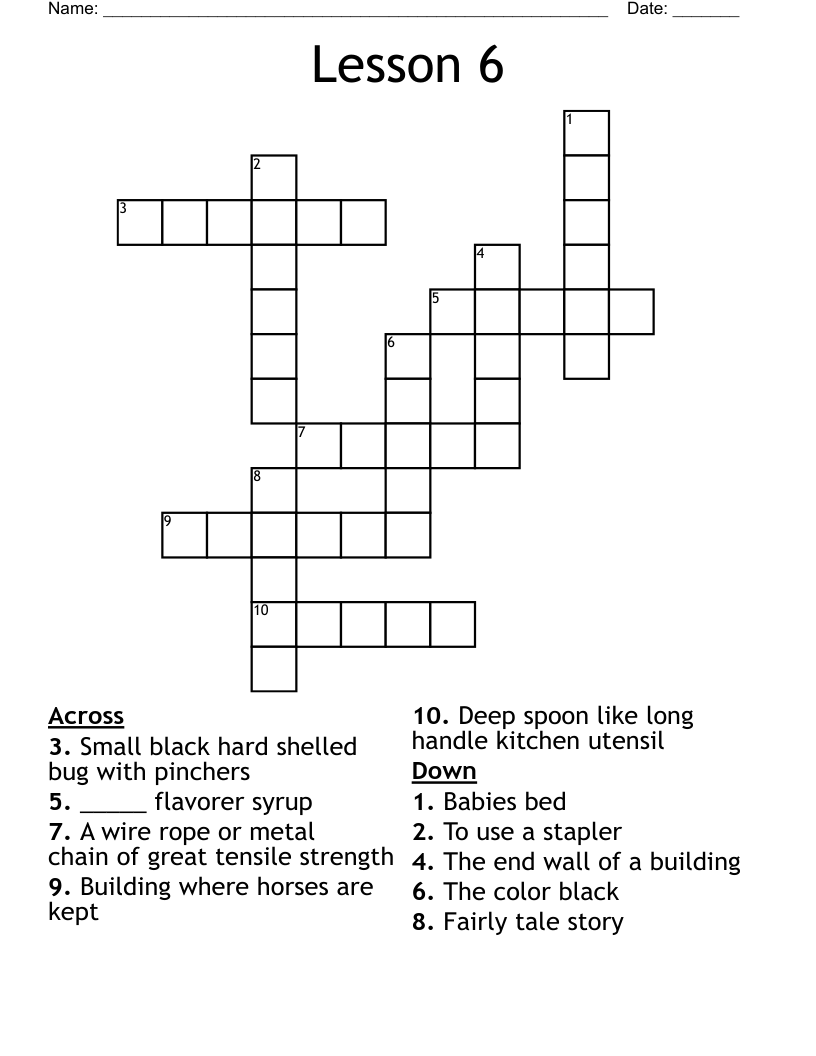 Lesson 6 Crossword WordMint