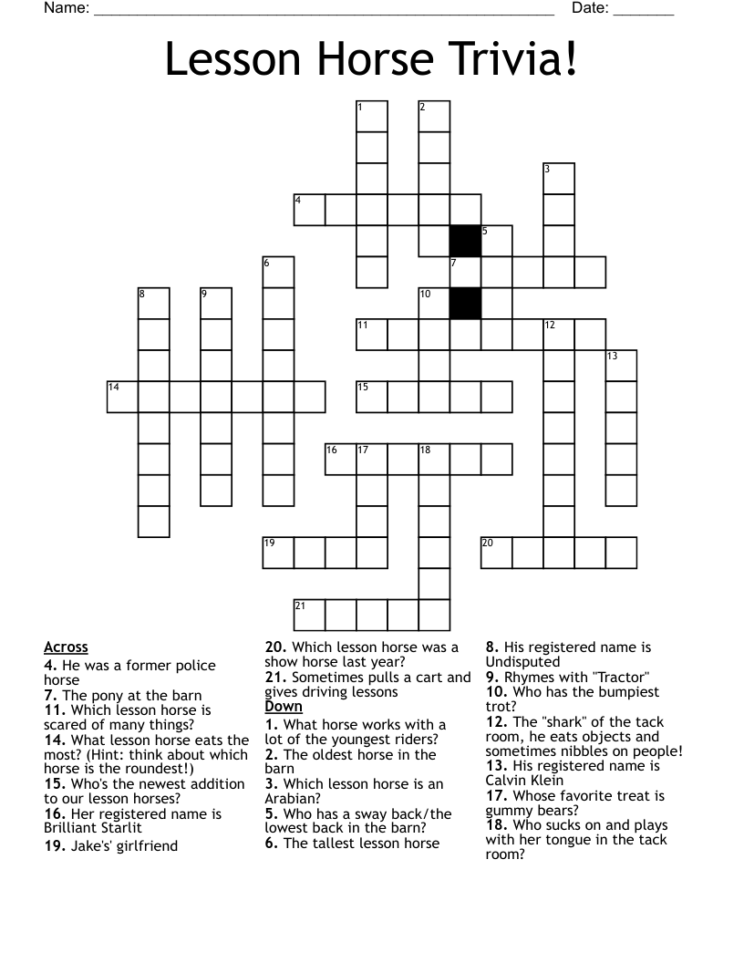 An Old Horse Crossword Clue Horse Crosswords