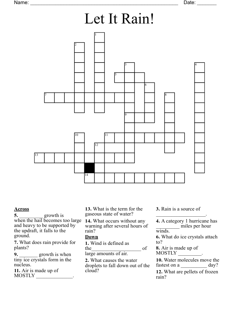 Let It Rain! Crossword WordMint