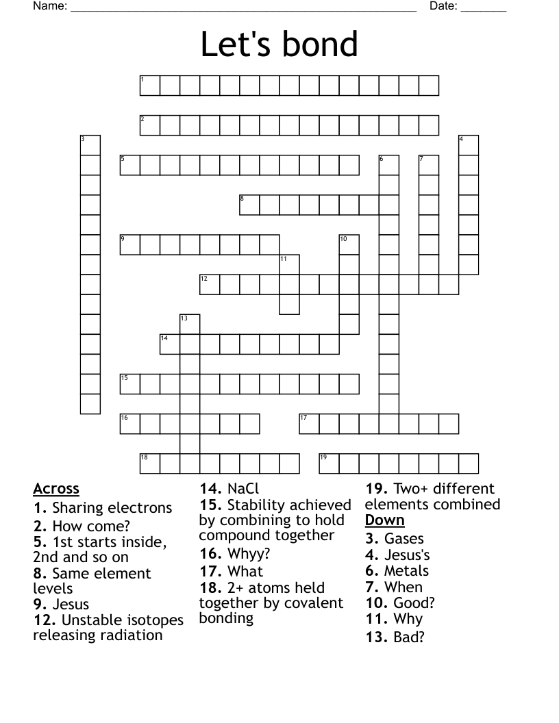 Let's bond Crossword WordMint