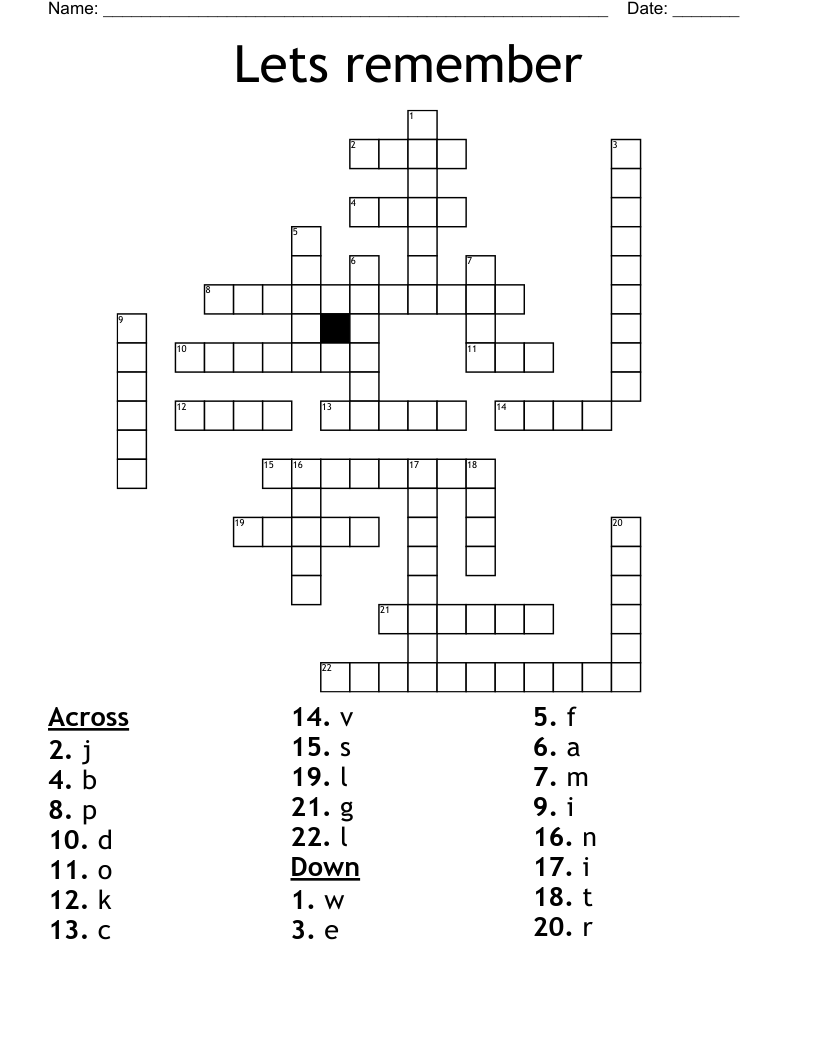 Lets remember Crossword WordMint