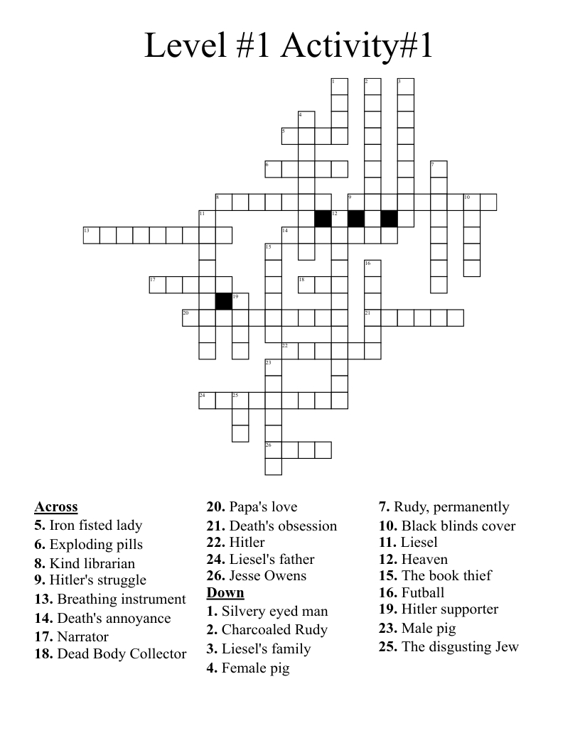 Level 1 Activity1 Crossword WordMint