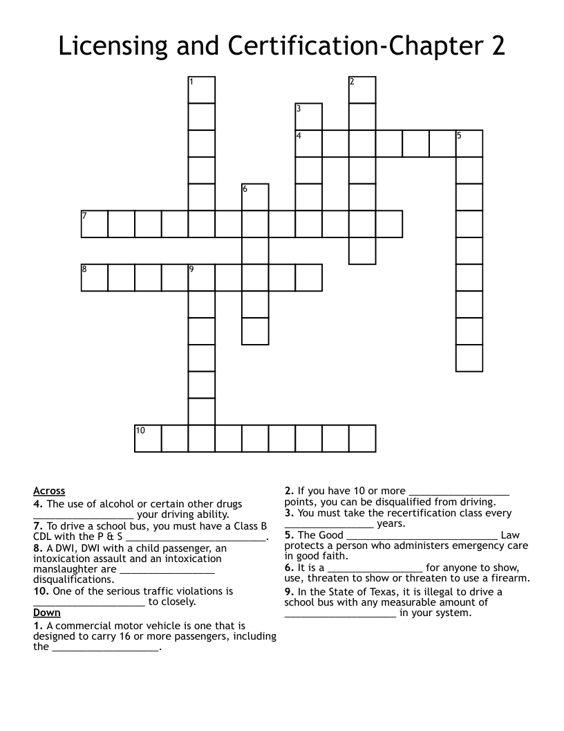 CDL Crossword Puzzle WordMint