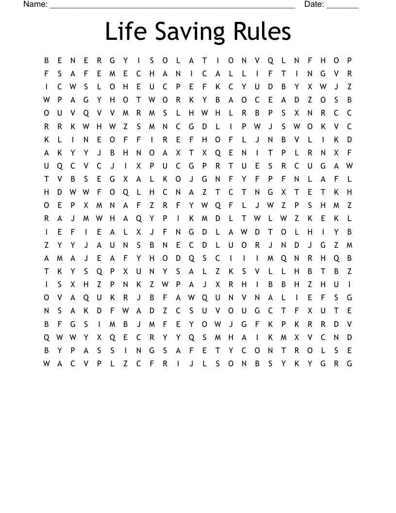 Life Saving Rules Word Search WordMint