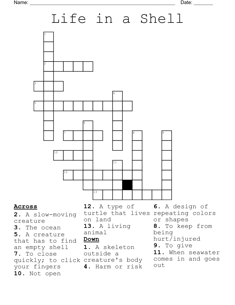 Life in a Shell Crossword WordMint