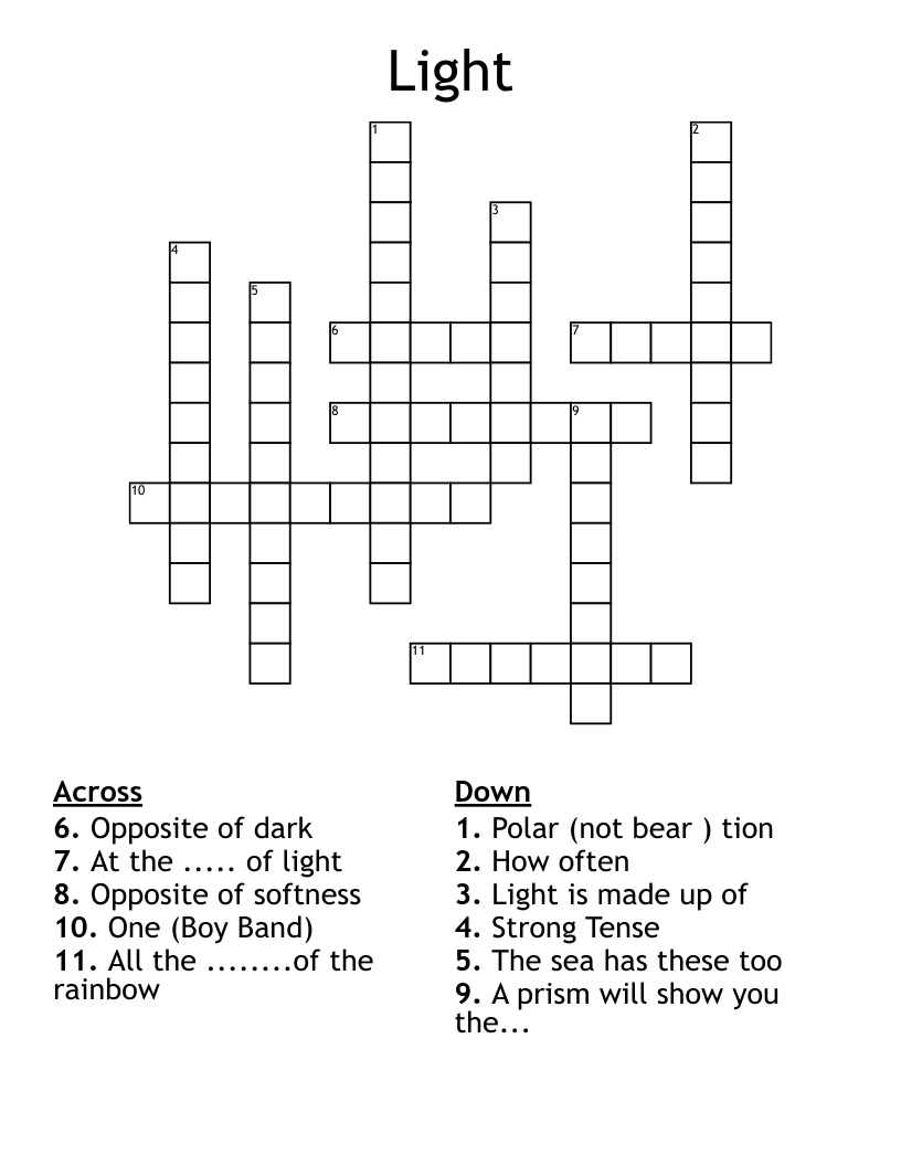 Light Crossword WordMint