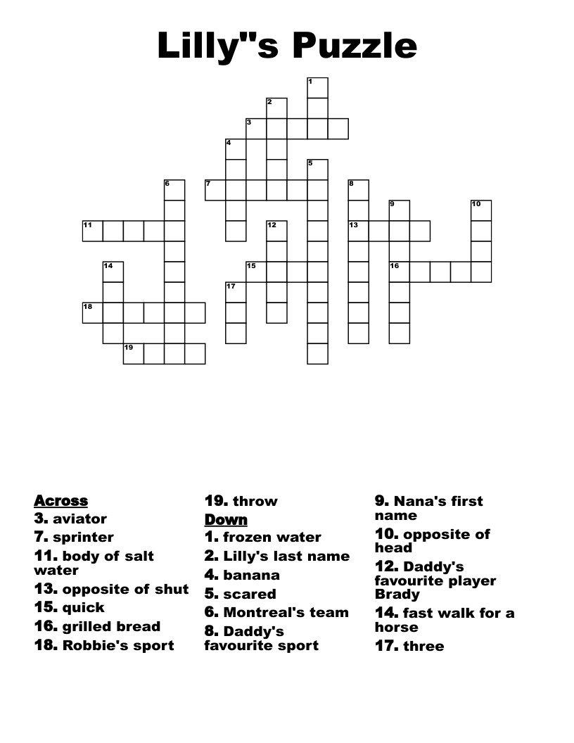 Lilly"s Puzzle Crossword WordMint