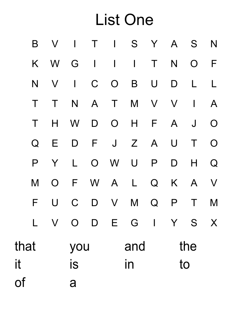 List One Word Search - WordMint