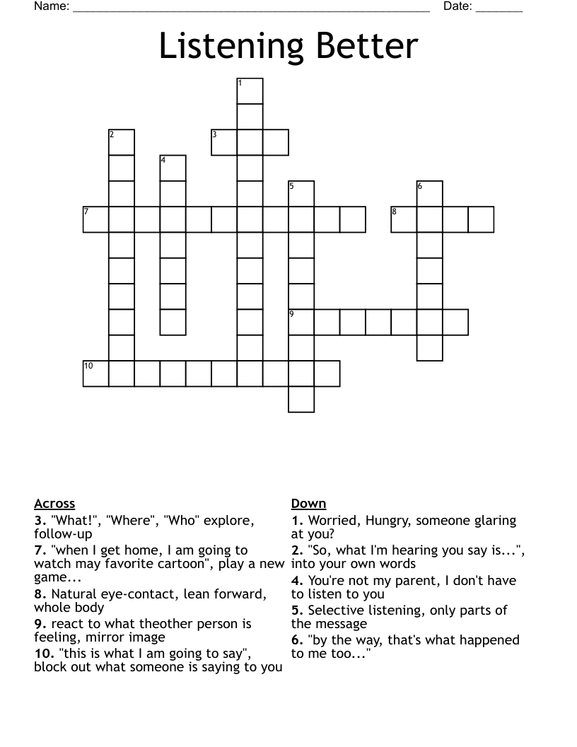 Listening Better Crossword WordMint