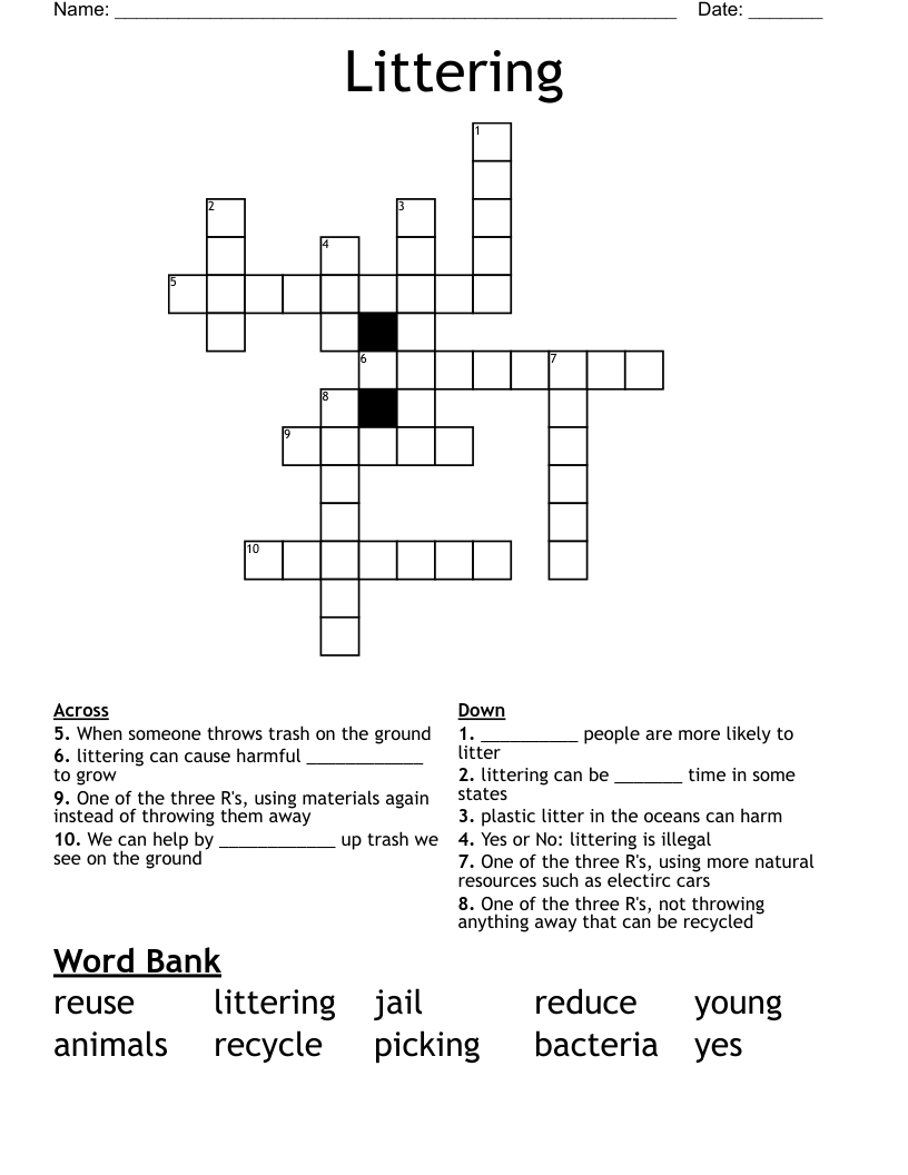 Littering Crossword WordMint