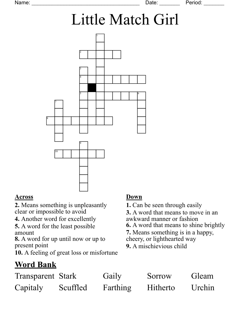 Little Match Girl Crossword WordMint