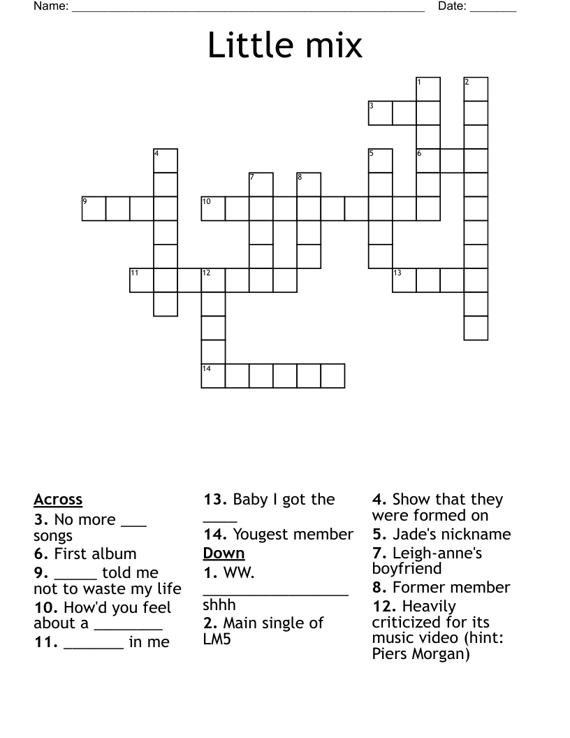 Little mix Crossword WordMint