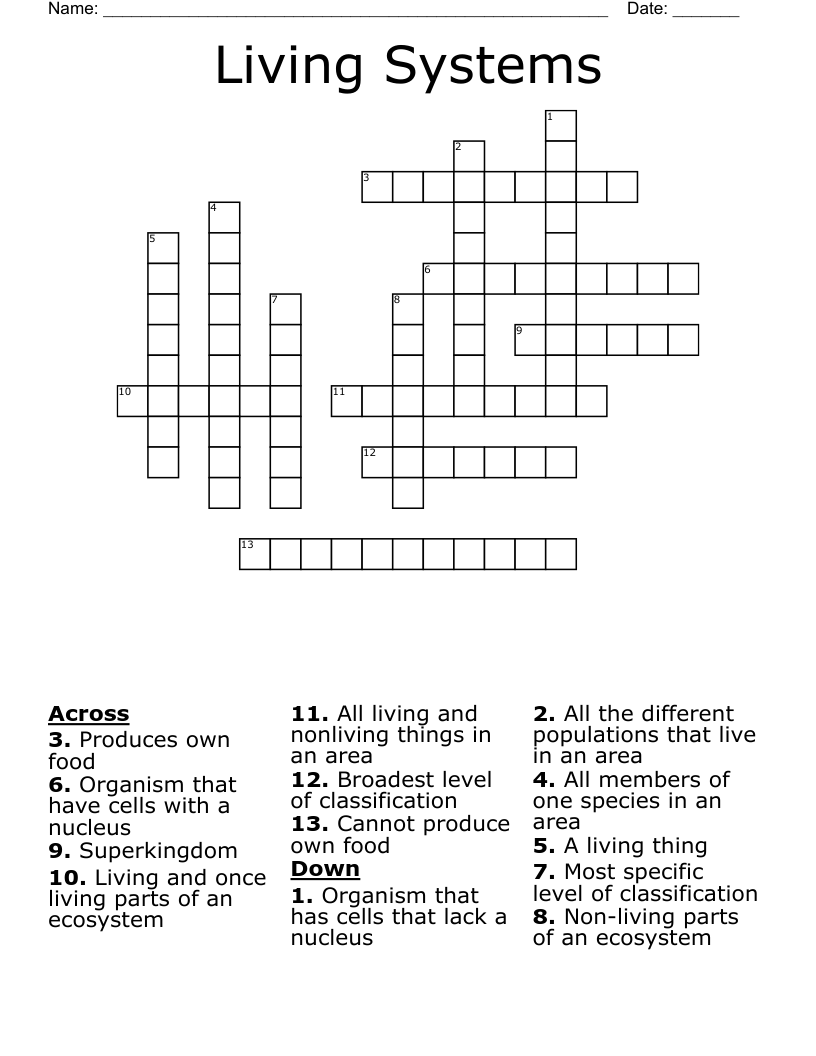 THE SCIENCE OF LIFE 1 Crossword WordMint
