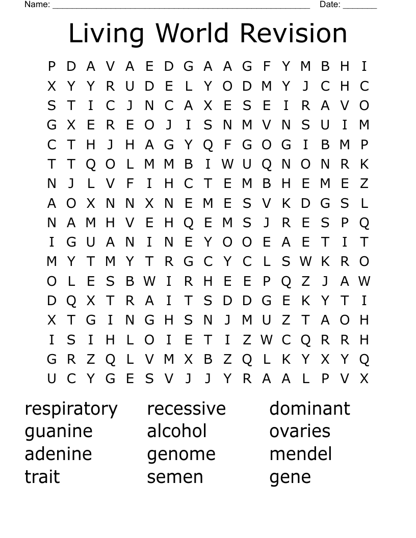 Living World Revision Word Search WordMint