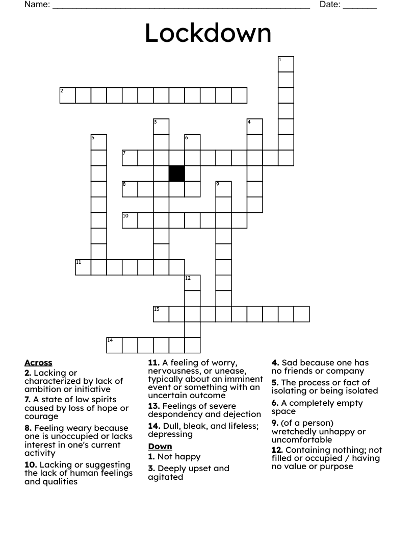 Lockdown Crossword WordMint