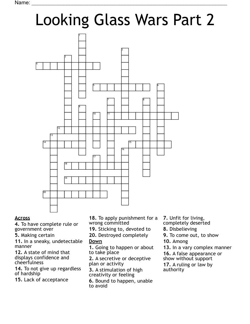 Looking Glass Wars Part 2 Crossword - WordMint