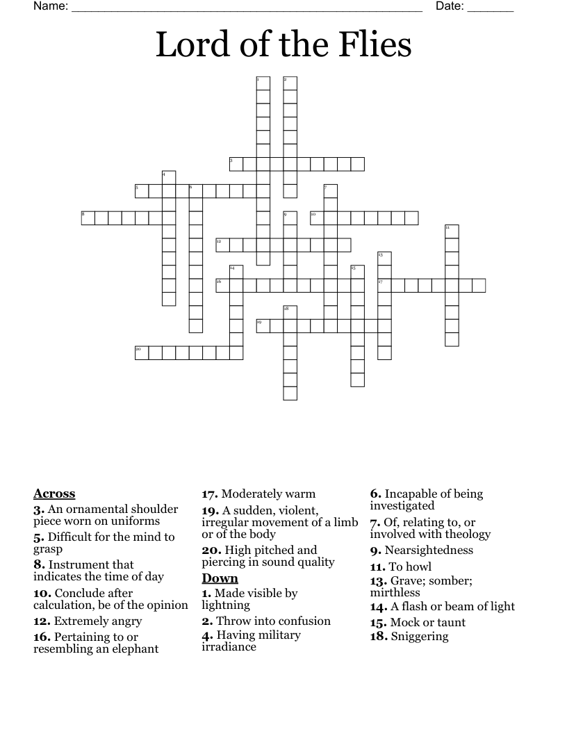 L.O.F Vocab. Crossword Puzzle WordMint