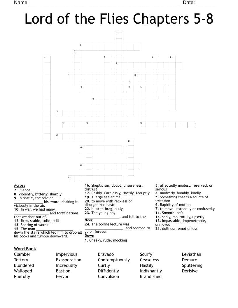 Lord of the Flies Chapters 58 Crossword WordMint