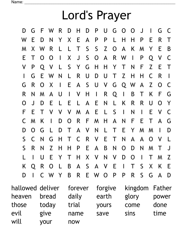 Lord's Prayer Word Search WordMint