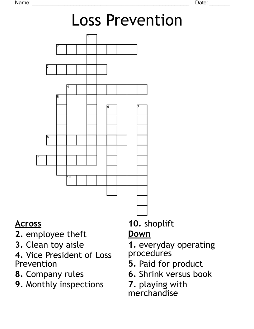 Loss Prevention Crossword WordMint