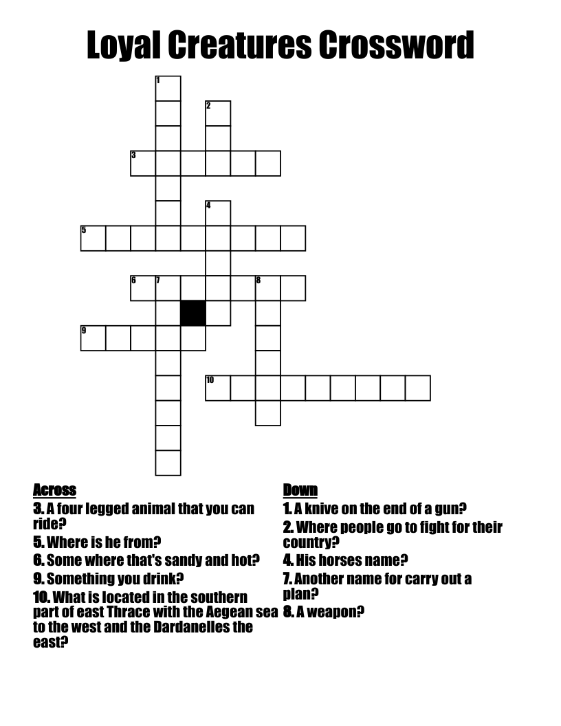 Loyal Creatures Crossword WordMint