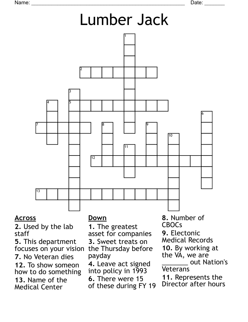 Lumber Jack Crossword WordMint