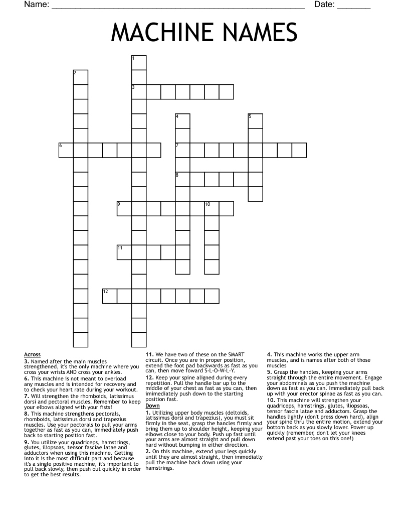 MACHINE NAMES Crossword - WordMint