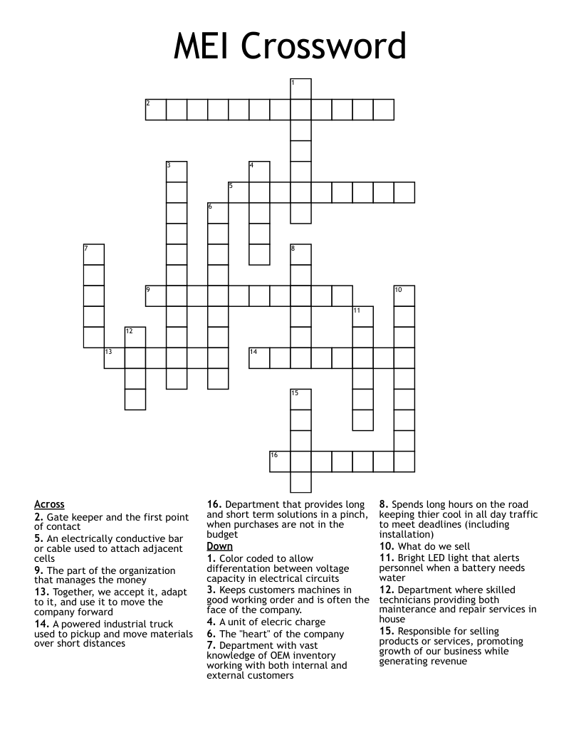 MEI Crossword WordMint