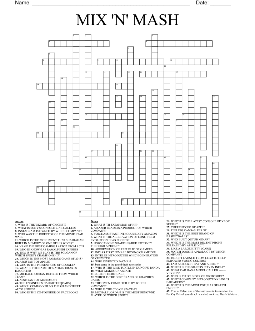 ELON MUSK CROSSWORD WordMint