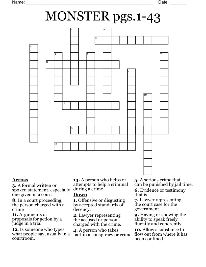 MONSTER pgs.143 Crossword WordMint
