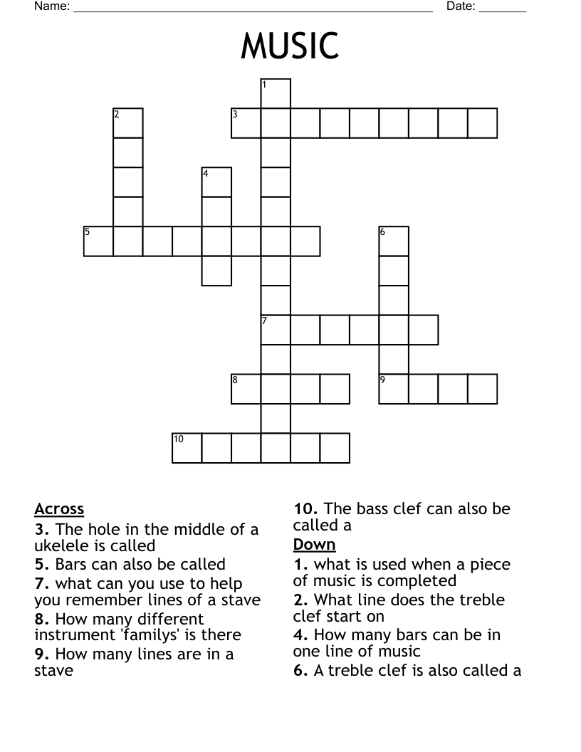 MUSIC Crossword WordMint