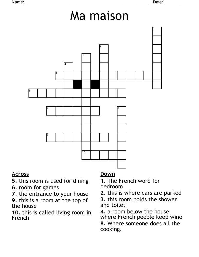Ma maison Crossword WordMint