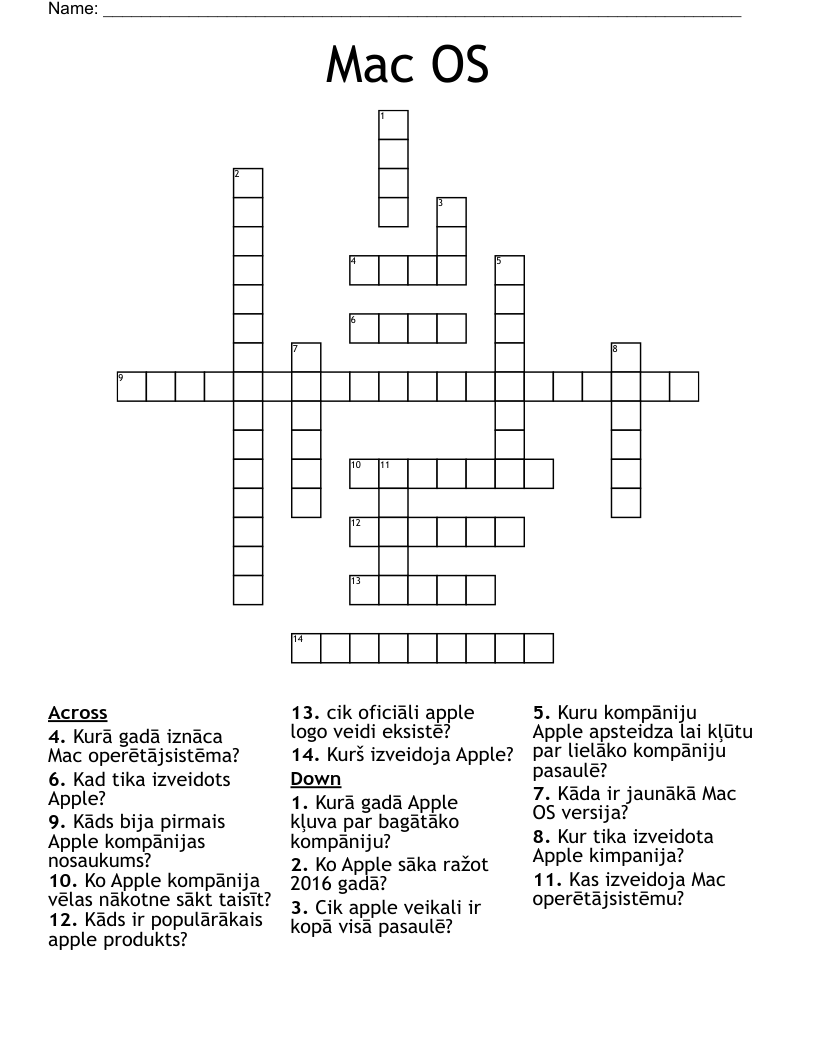 Mac OS Crossword WordMint