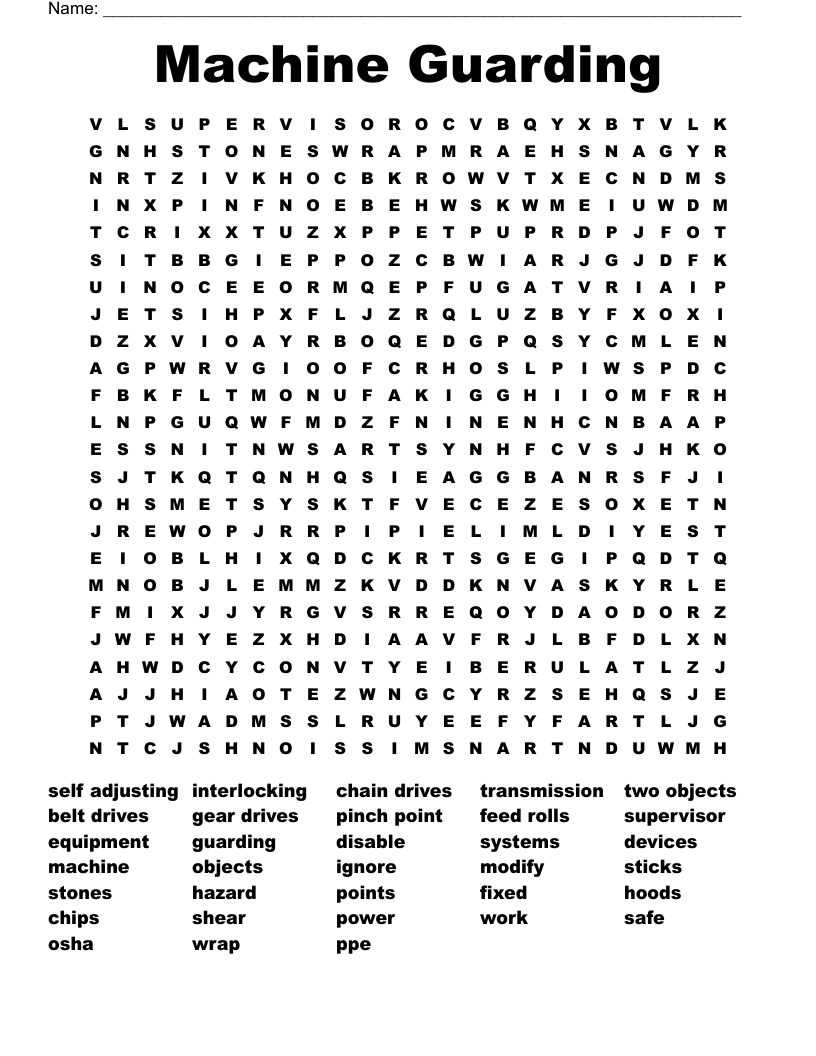 Machine Guard Crossword Puzzle WordMint
