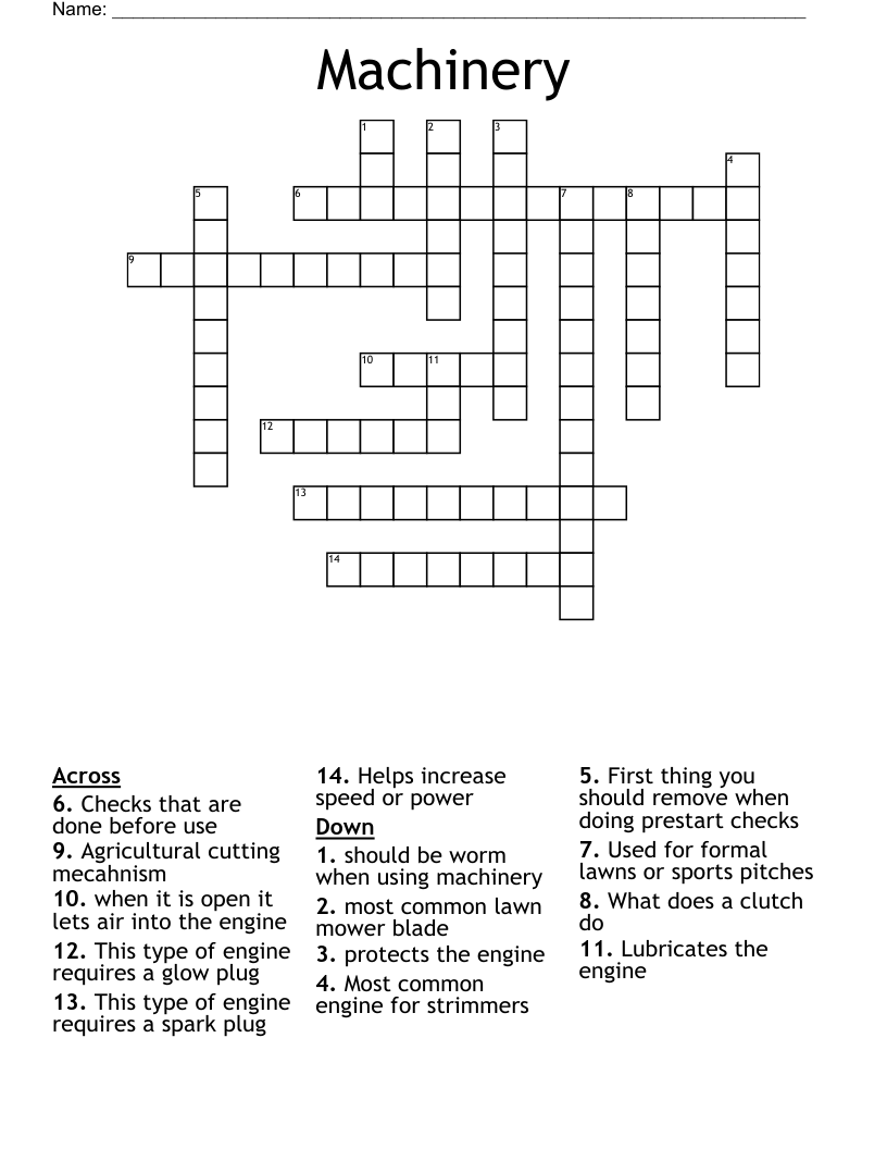 Machinery Crossword WordMint