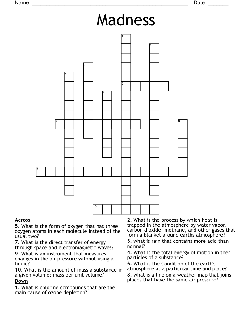 Madness Crossword WordMint