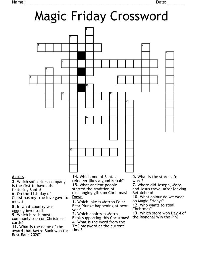 Magic Friday Crossword WordMint