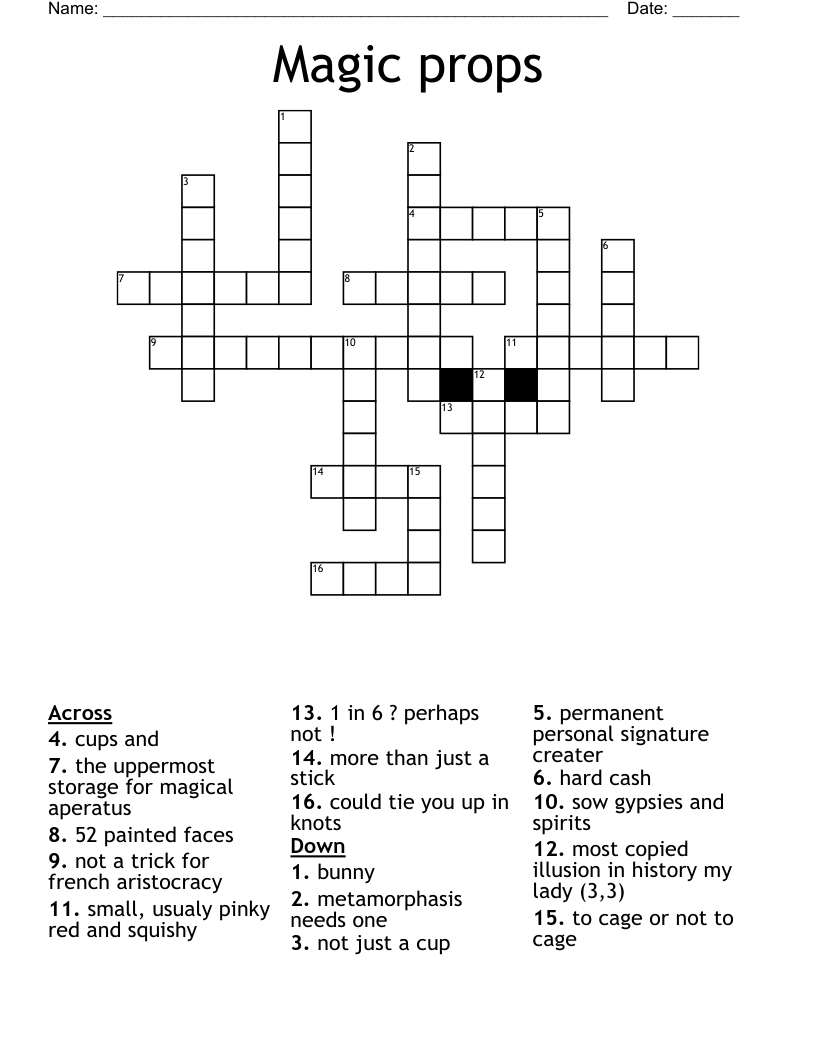Magic props Crossword WordMint