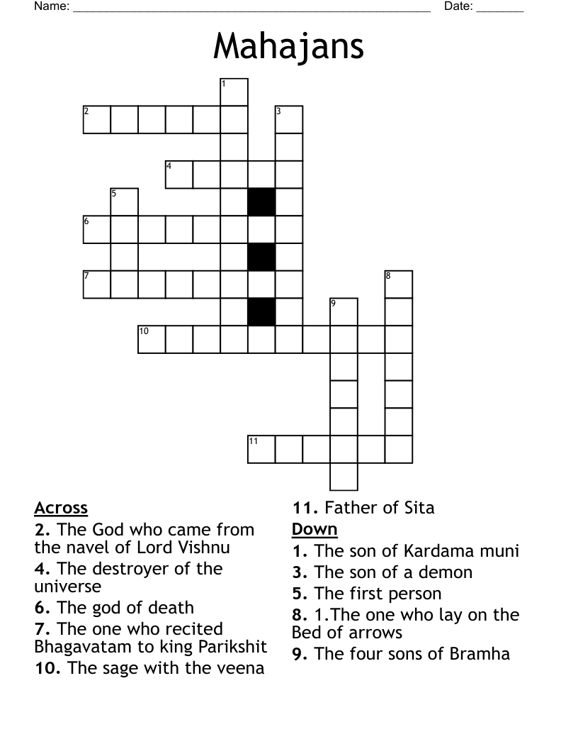 Mahajans Crossword WordMint