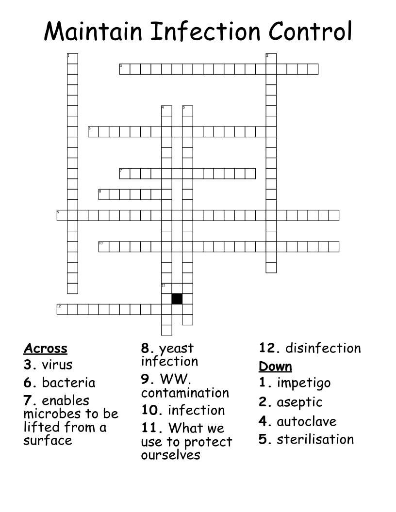Maintain Infection Control Crossword WordMint