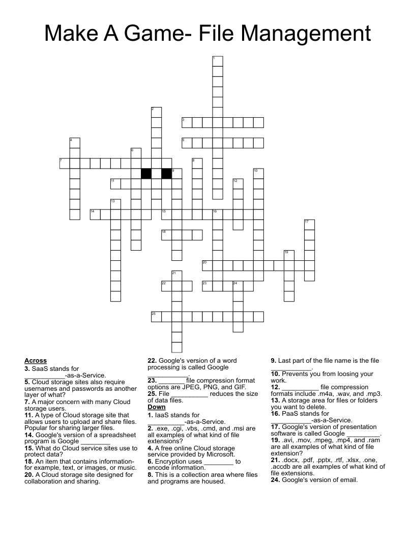 File Management Crossword WordMint