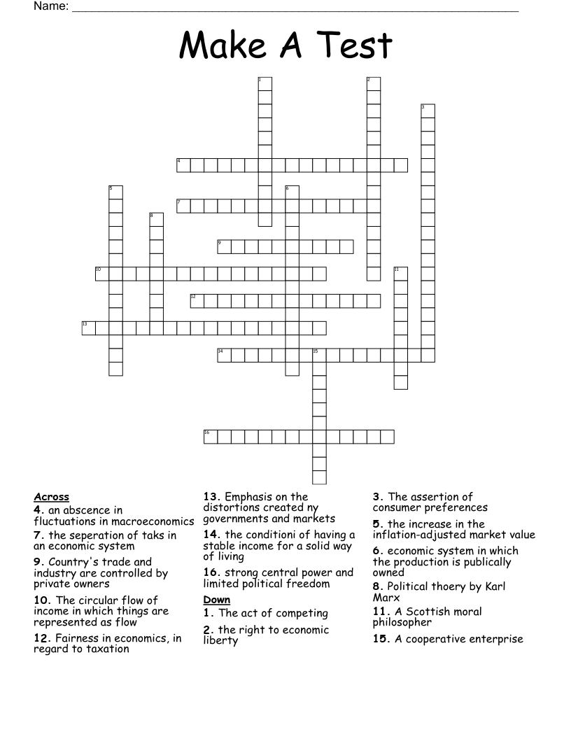 Make A Test Crossword WordMint