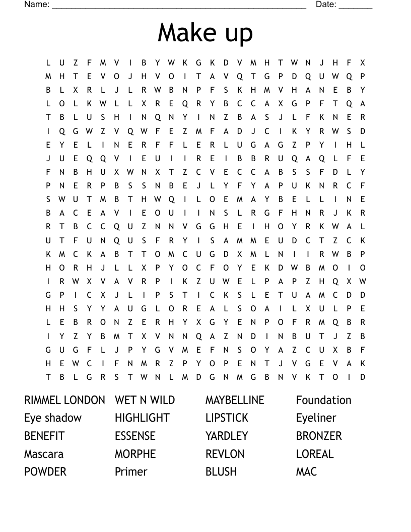 Make up Word Search WordMint