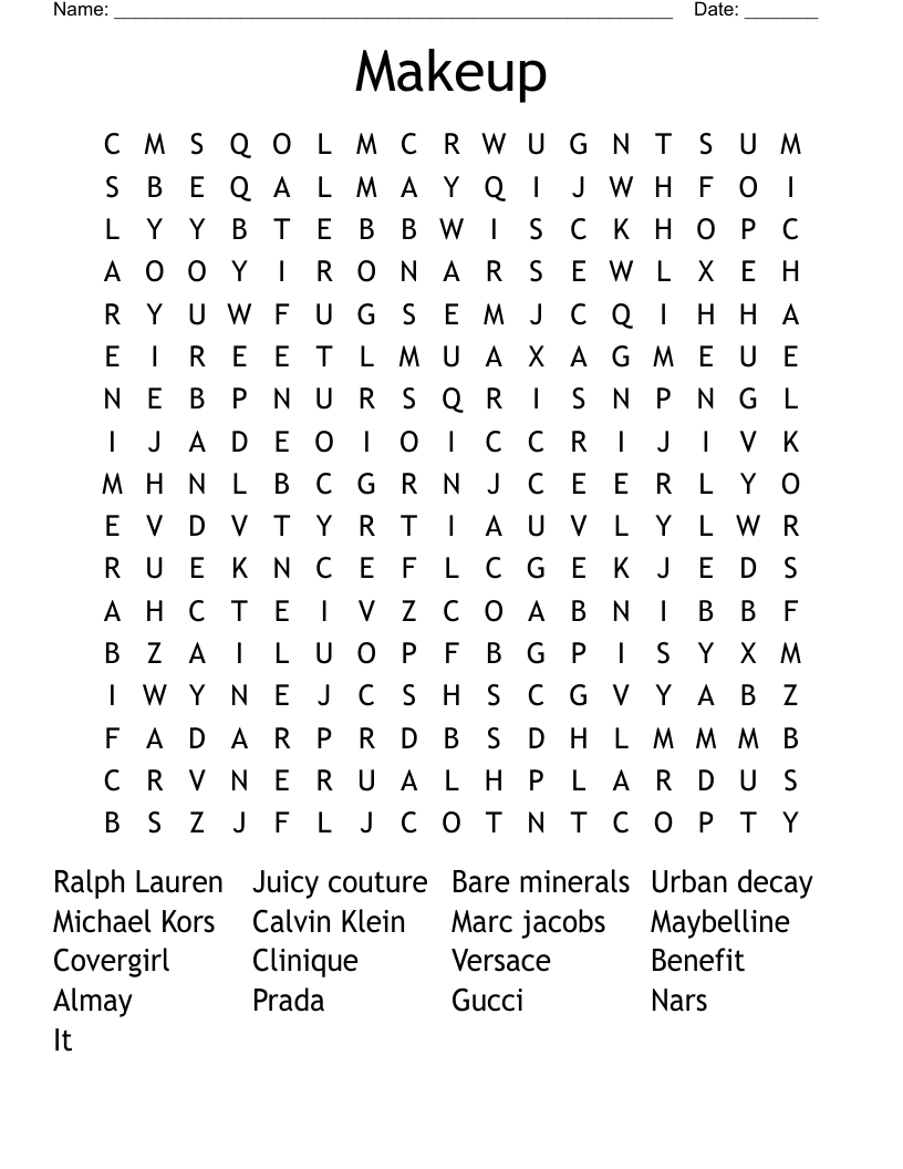 Makeup Word Search Games Saubhaya Makeup