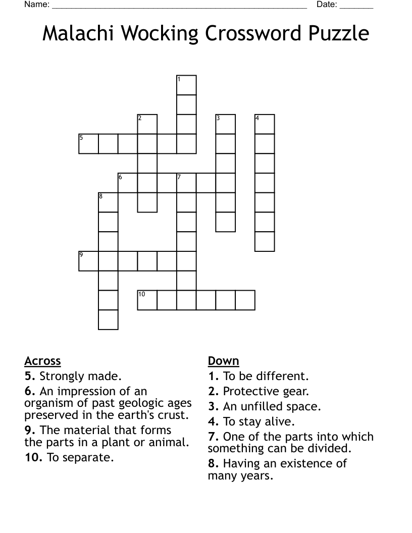 Malachi Wocking Crossword Puzzle WordMint