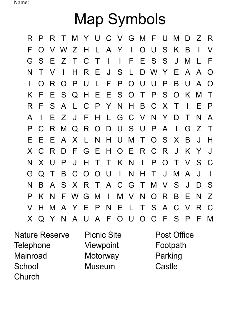 Map Symbols Word Search WordMint