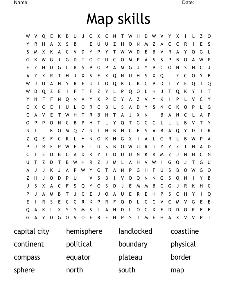 Map Skills Word Search Wordmint Word Search Printable Gambaran